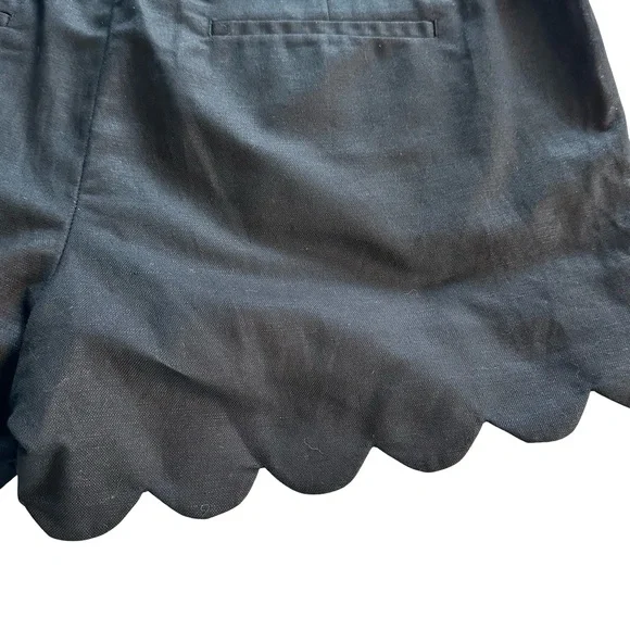 J Crew NWT Black Linen Blend Scalloped Hem 4” Inseam Shorts Women’s Size 14 - Picture 10 of 16
